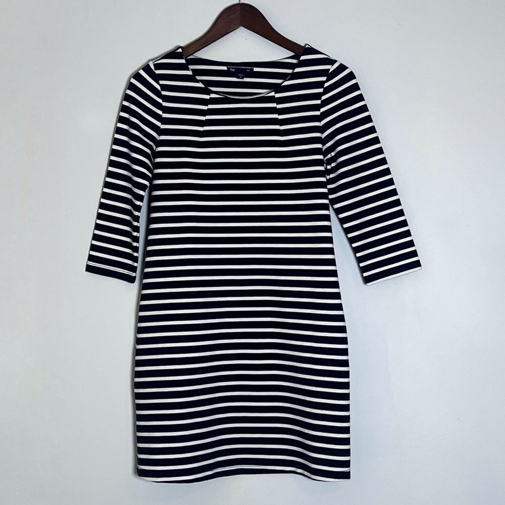 Gap Shift Dress in Ponte Navy Blue and White Striped